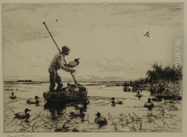 Setting Decoys Oil Painting by Frank Weston Benson