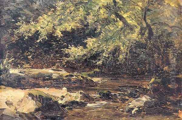 Un arroyo Oil Painting by Carlos de Haes