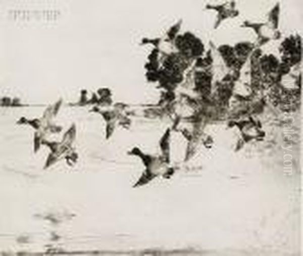 The Passing Flock Oil Painting by Frank Weston Benson