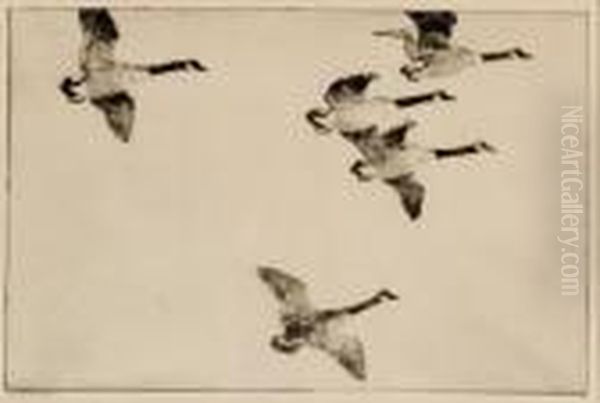 Geese Oil Painting by Frank Weston Benson