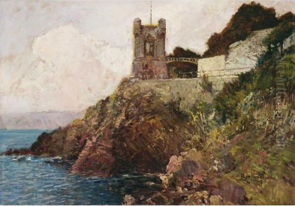 La Torre Groppallo Di Nervi Oil Painting by Cesare Bentivoglio