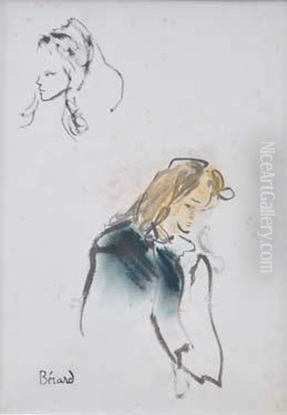 Deux Etudes De Portrait De Femme Oil Painting by Christian Berard