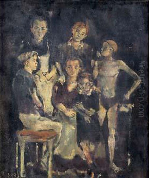 Les Enfants Du Boucher, Circa 1940 Oil Painting by Christian Berard