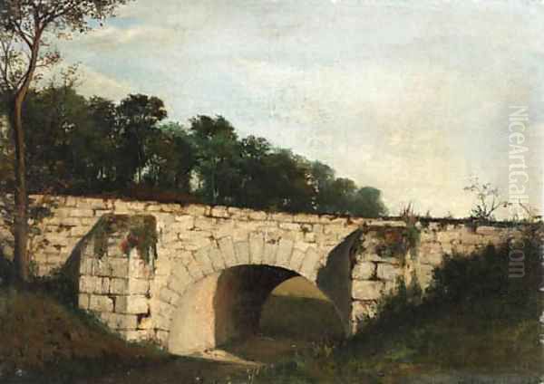 The old bridge Oil Painting by Henri-Joseph Harpignies