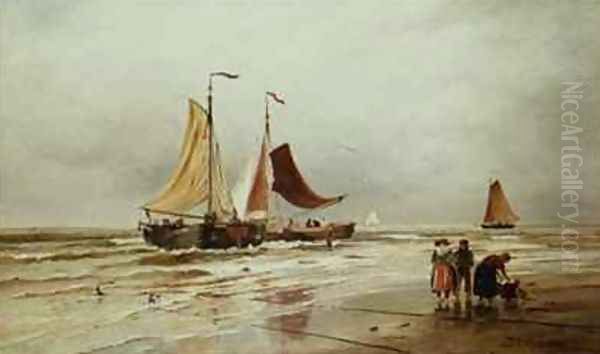 Fishing Trawlers Oil Painting by Thomas Bush Hardy