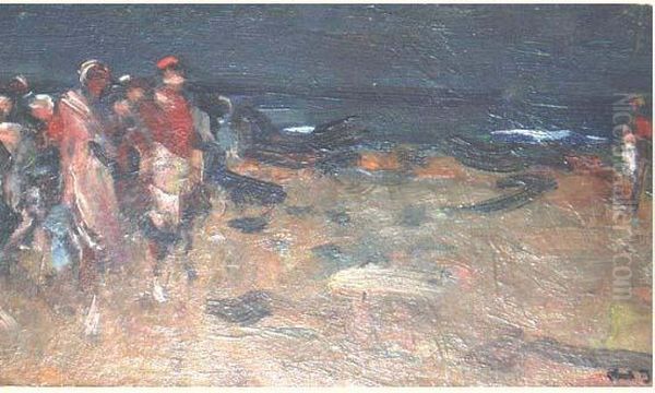 Scene De Plage Oil Painting by Abel Bertram