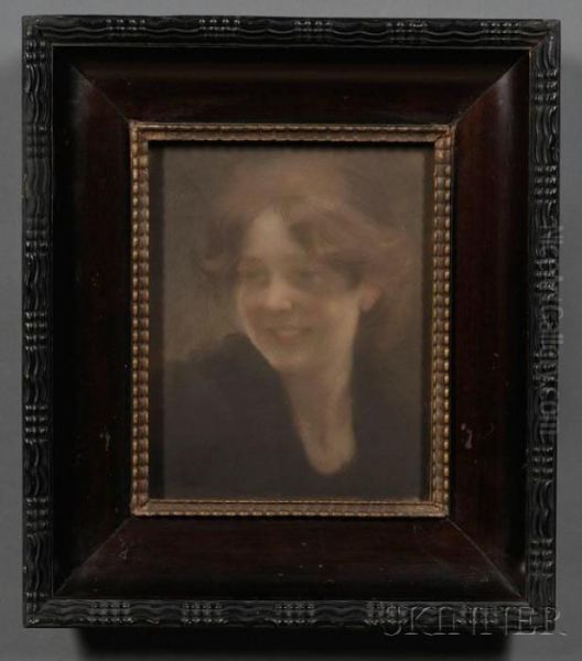 Portrait Of A Smiling Young Beauty. Oil Painting by Paul Albert Besnard