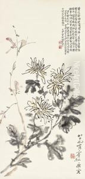 Chrysanthemums Oil Painting by Huang Binhong