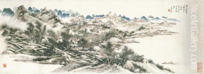 Rural Scenery Oil Painting by Huang Binhong