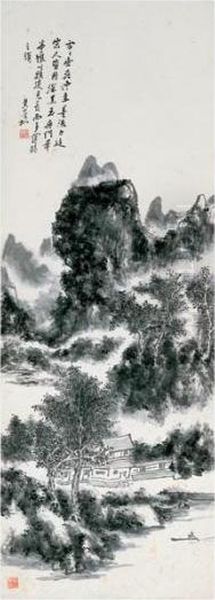 Mountain Landscape Oil Painting by Huang Binhong