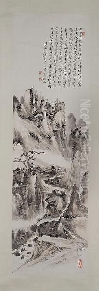 Landscape Of Mount Huang Oil Painting by Huang Binhong