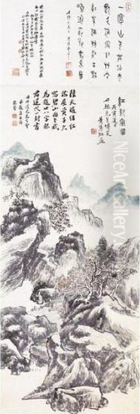 Scholar's Studio Oil Painting by Huang Binhong