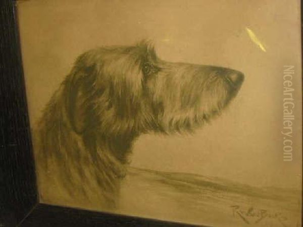 Portrait Of A Wolfhound Oil Painting by Binks, R. Ward