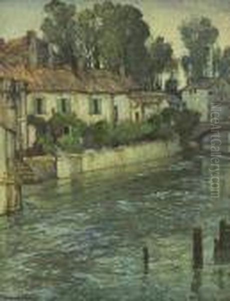 Riverside Houses Oil Painting by Samuel John Lamorna Birch