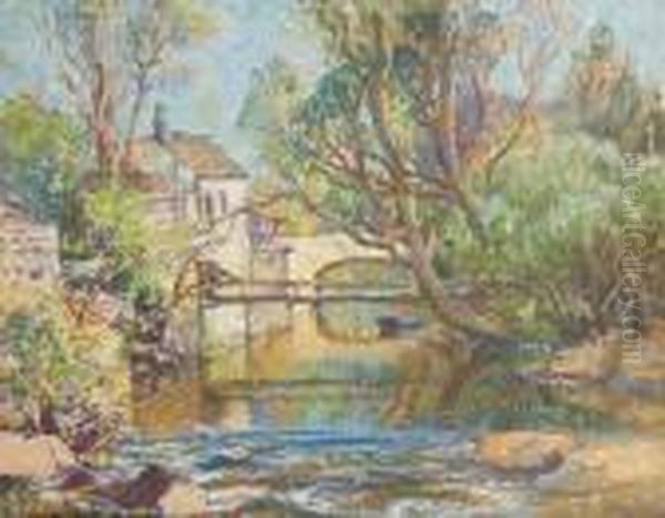 Cottage By The River Oil Painting by Samuel John Lamorna Birch