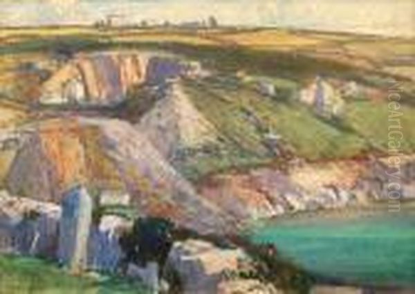 A Cornish Coastal View Oil Painting by Samuel John Lamorna Birch