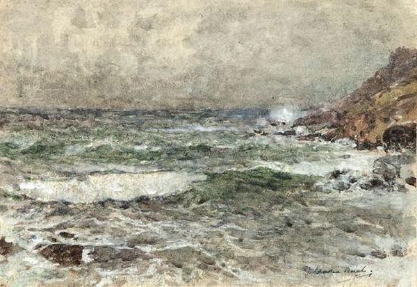 Stormy Coastel Scene Oil Painting by Samuel John Lamorna Birch