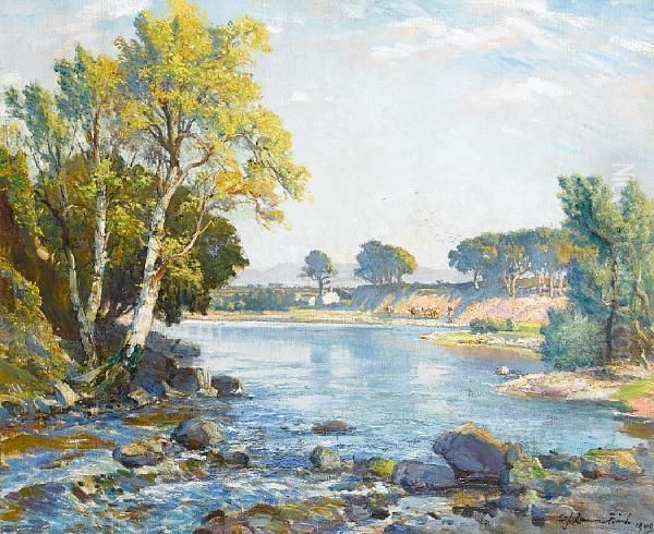The River Oil Painting by Samuel John Lamorna Birch