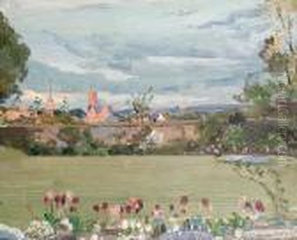 In The Garden Oil Painting by Samuel John Lamorna Birch