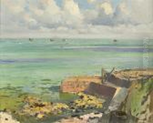 Lamorna Cove At Low Tide Oil Painting by Samuel John Lamorna Birch