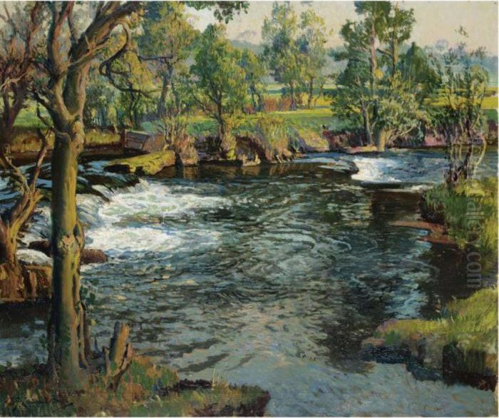 A Summertime Stream Oil Painting by Samuel John Lamorna Birch