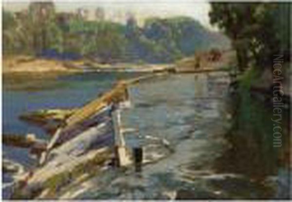 The Weir Oil Painting by Samuel John Lamorna Birch