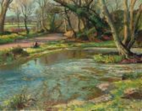 The Pool Under The Mill Oil Painting by Samuel John Lamorna Birch