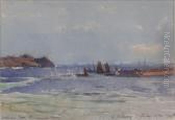 Fishing Boats Oil Painting by Samuel John Lamorna Birch