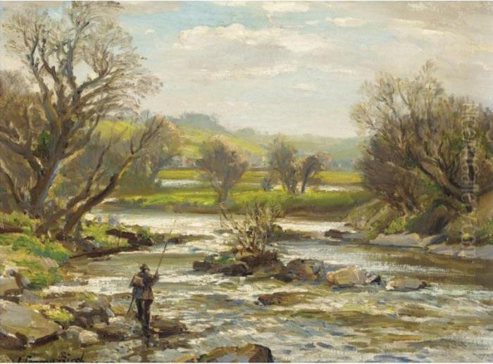 On The Tamar, Launceston Oil Painting by Samuel John Lamorna Birch