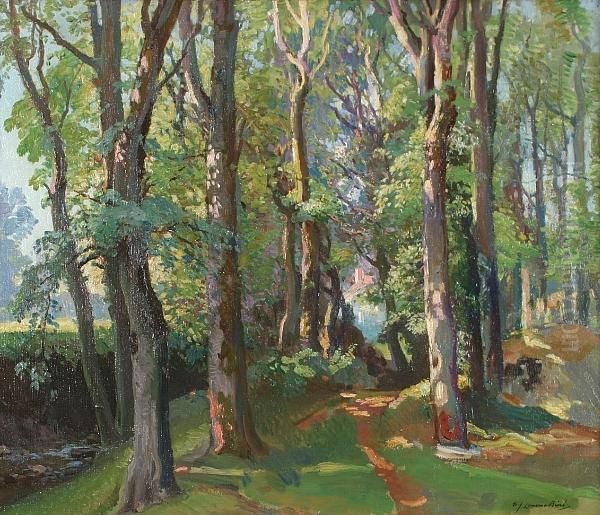 Wooded Path To A Cottage Oil Painting by Samuel John Lamorna Birch