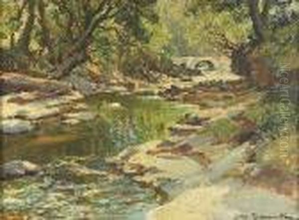 On The Riverbank Oil Painting by Samuel John Lamorna Birch