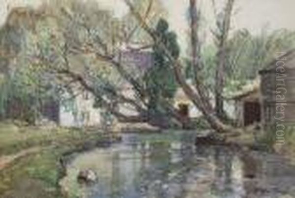 Selkirk Houses Oil Painting by Samuel John Lamorna Birch