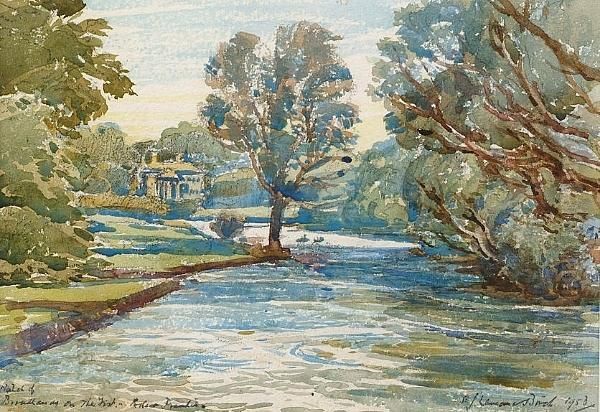The River Test At Broadlands, Hampshire Oil Painting by Samuel John Lamorna Birch