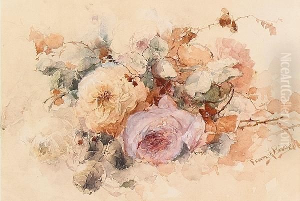 Roses Oil Painting by Franz Bischoff