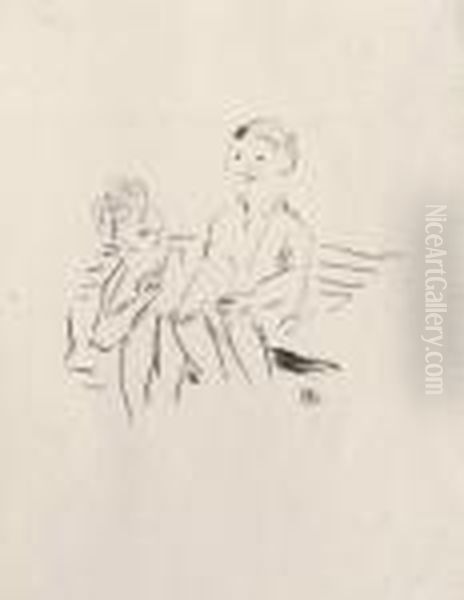 Deux Enfants Sur Un Banc Oil Painting by Pierre Bonnard