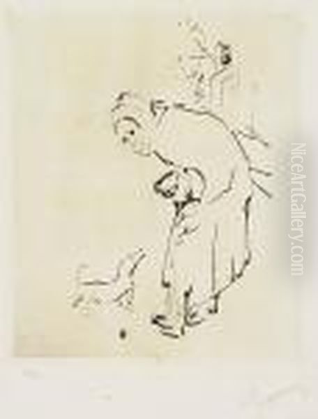 The Old Woman, The Child And The Dog>. Oil Painting by Pierre Bonnard