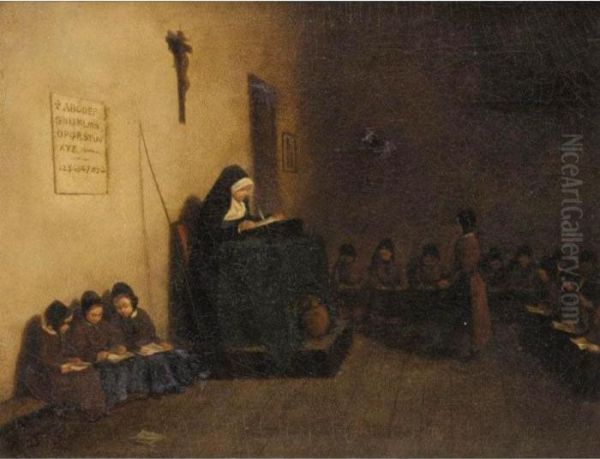 The Convent Schoolroom Oil Painting by Francois Bonvin