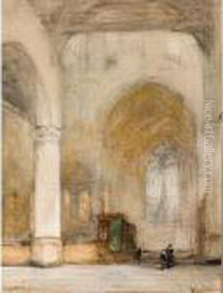 Figures In The Church Of Naarden Oil Painting by Johannes Bosboom