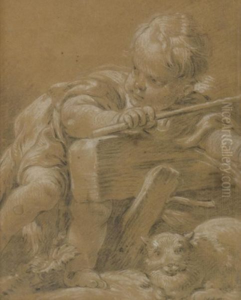 Collector's Mark P On The Reverse (lugt 205) Oil Painting by Francois Boucher