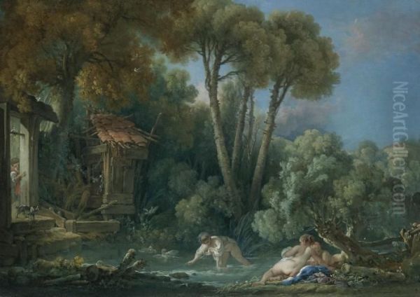 Les Baigneuses Oil Painting by Francois Boucher