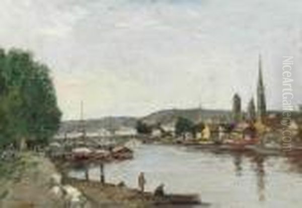 Rouen, Vue Prise Du Cours De La Reine Oil Painting by Eugene Boudin