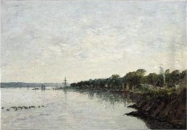 Brest, Bord De La Rade Oil Painting by Eugene Boudin