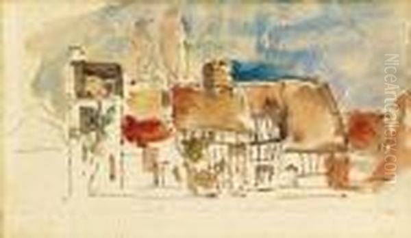 Cottages In Normandy Oil Painting by Eugene Boudin