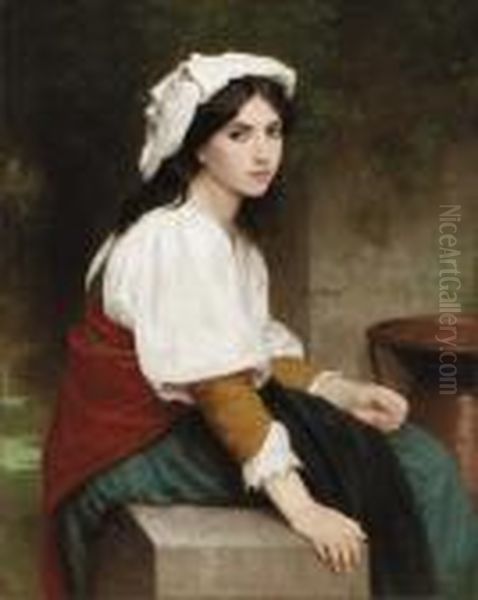 Italienne A La Fontaine Oil Painting by William-Adolphe Bouguereau