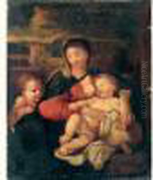 La Vierge A L'enfant Endormi Oil Painting by Sebastian Bourdon