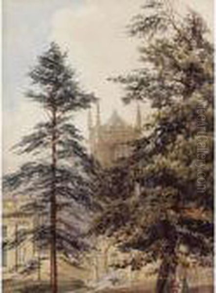 St Mary's Church, Cowley; Part Of Cowley Manor Oil Painting by Thomas Shotter Boys