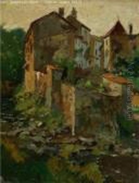 Village Sur La Riviere Oil Painting by Carlo Brancaccio