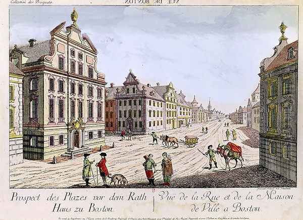View of the Town Hall Boston Oil Painting by Franz Xavier Habermann