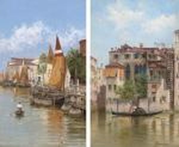 Rowing Past The Lobster Pots, Venice Oil Painting by Antonietta Brandeis