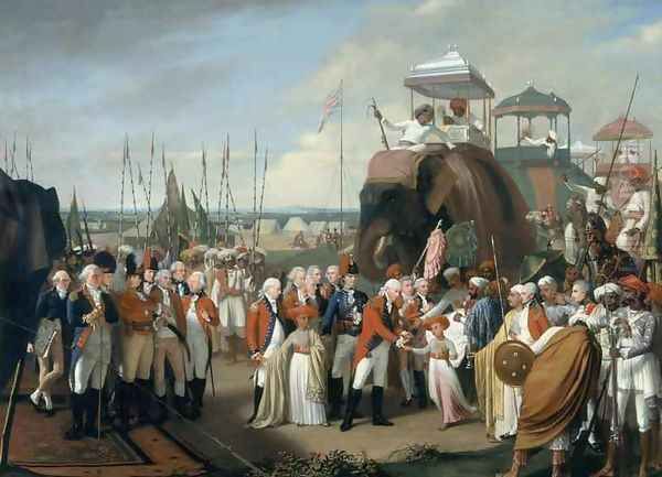 The reception of the Mysorean Hostage Princes by Lieutenant General Lord Cornwallis 1738-1805 Oil Painting by Robert Home The reception of the Mysorean Hostage Princes by Lieutenant General Lord Cornwallis 1738-1805 Oil Painting by Robert Home